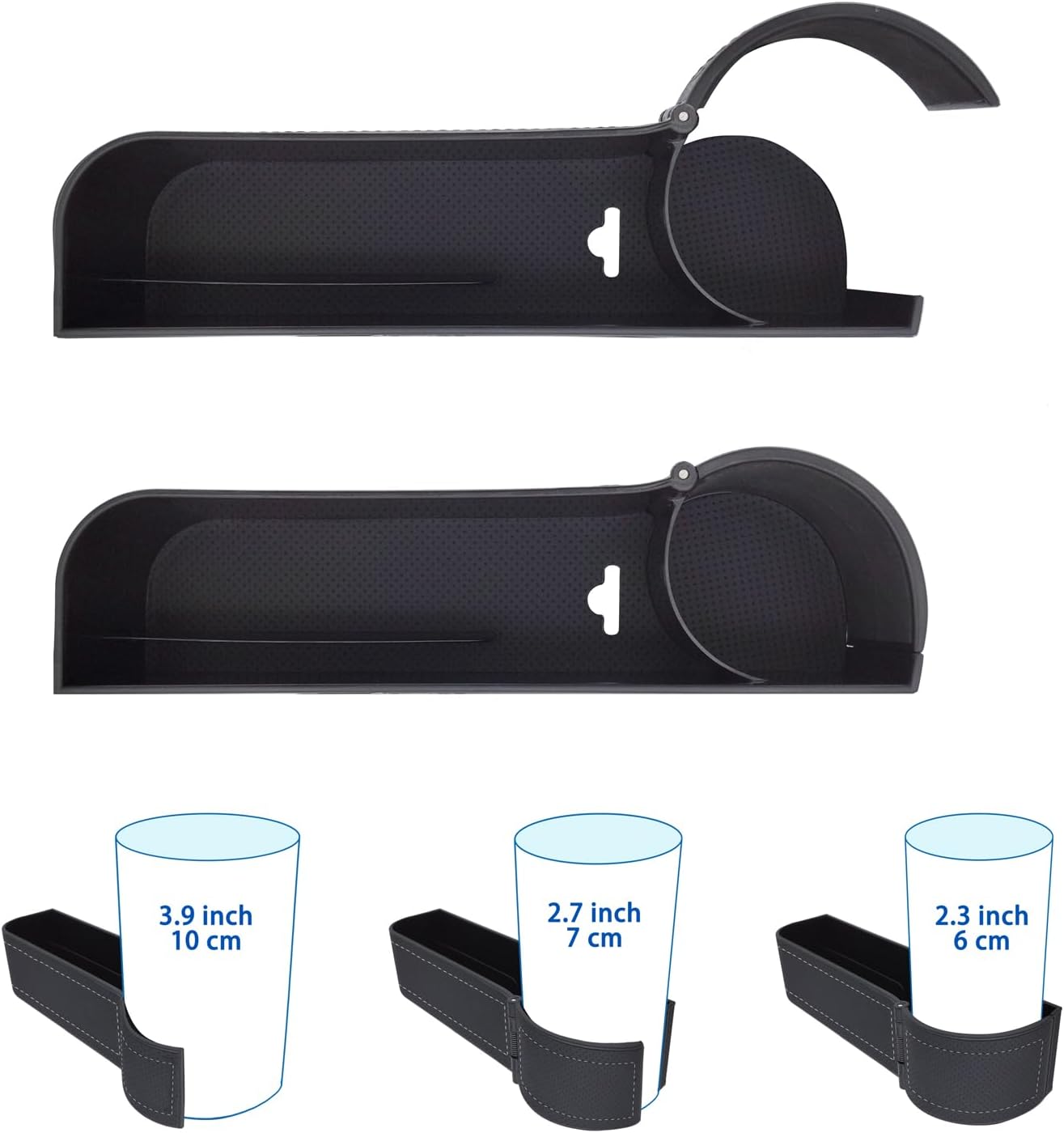 BAILISI Car seat gap filler organizer,Multi-function car seat storage box 2 packs,Adjustable Cup Holder car console side storage box Holders phone, sunglasses,car accessories (Black Style 4)