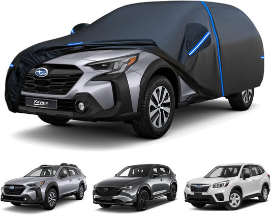 Kayme SUV Car Cover Custom Fit for Subaru Outback/Forester, Mazda CX-5 CX5 CX-50 CX50 CX 50, Windproof Upgraded & 100% Waterproof. All-Weather Full Exterior Cover Rain Sun Snow Protector with Towel.