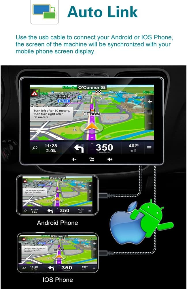 7 Inch Touchscreen Monitor for Wireless Apple Carplay and Android Auto Built-in Two Speakers Car Stereo Multimedia Player with Bluetooth, Mirror Link, Dash or Windshield Mounted