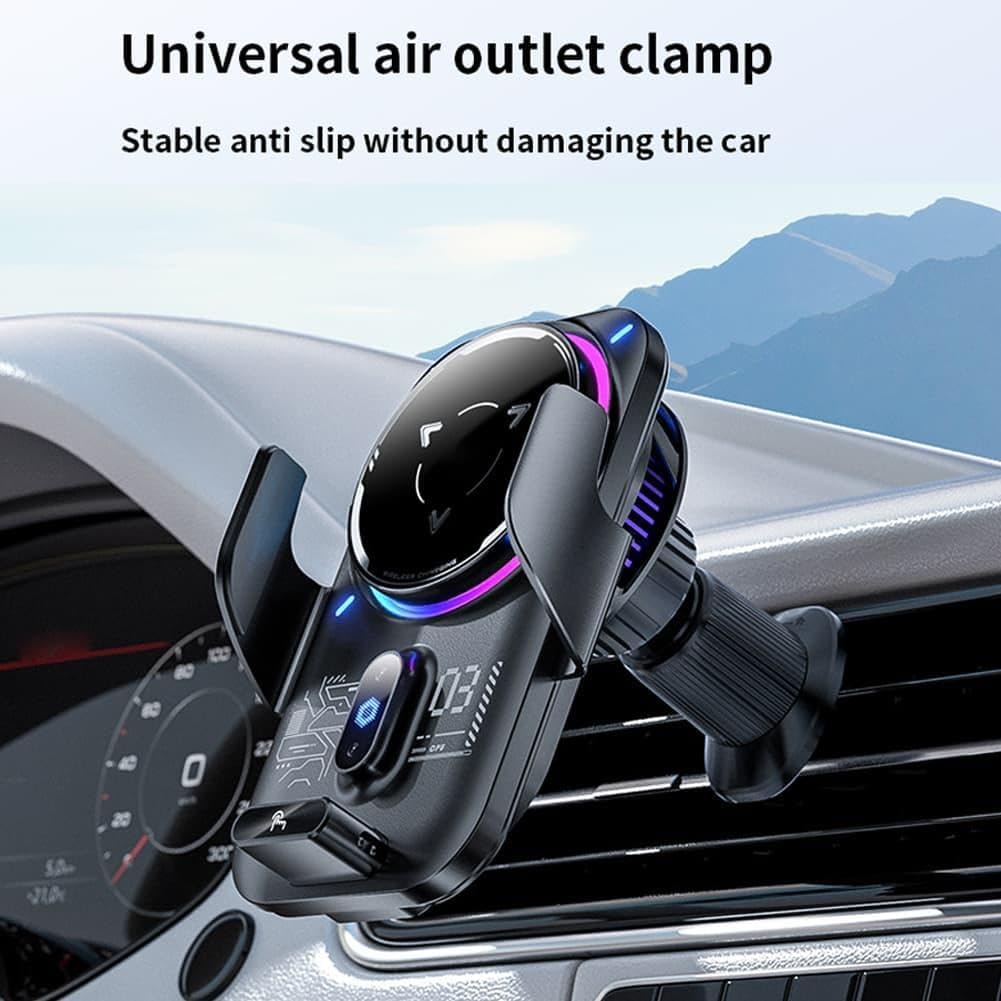 25W/15W Multi-Power Wireless Car Charger with Semiconductor Cooling, New Upgrade Q i2.2 Fast Charging Car Navigation Phone Holder Mount, Infrared Auto-Clamping, Strong Magnetic (Black)