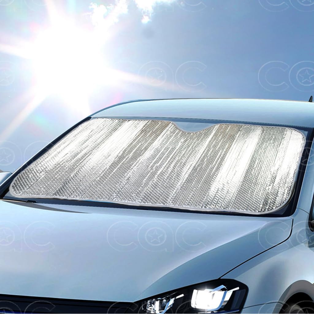 BDK Car Windshield Sun Shade - Standard Size Windshield Sun Shade Accordion Folding Style for Front Windshield - Heatshield Sunshade for Truck, SUV, & Van Car Window Shades Front Windshield - 57 x 24