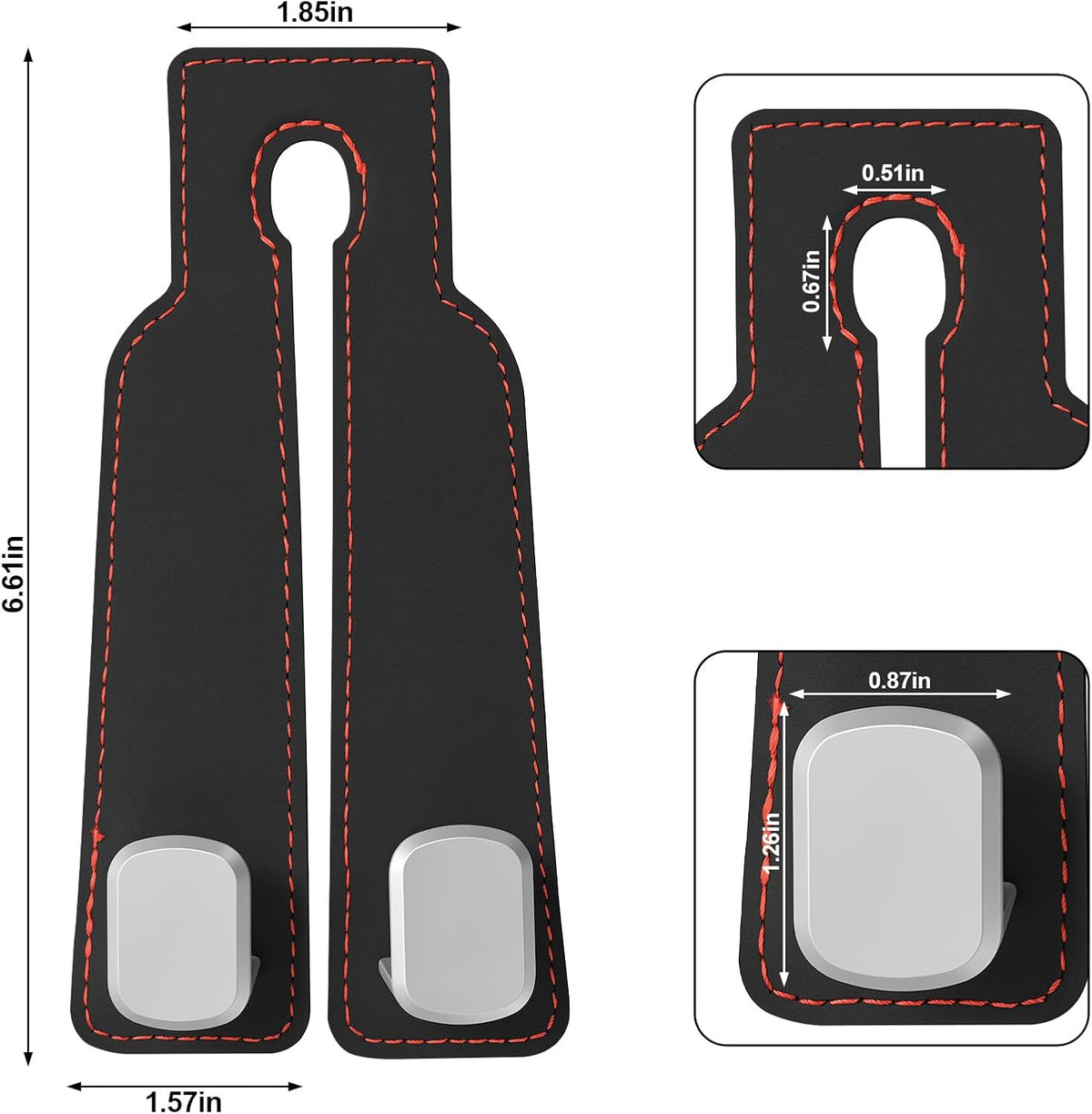 Suede Car Headrest Hooks Universal Heavy Duty Back Seat Hanger(Black)