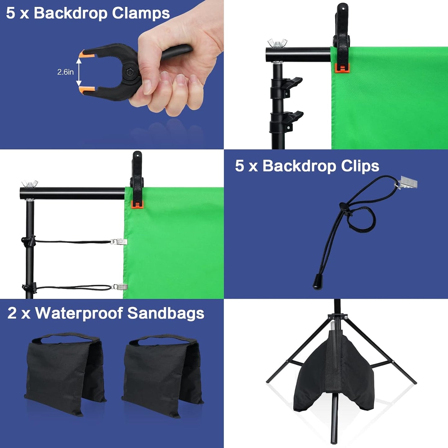 GFCC Photo Backdrop Stand Kit - 10x7Ft(WxH) Adjustable Background Stand for Photography Video Studio Support System with Carry Bag