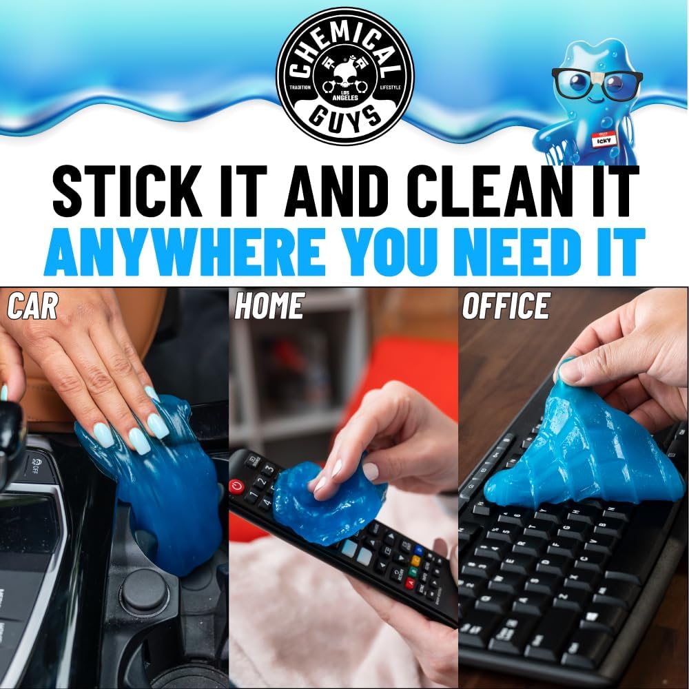 Chemical Guys Sticky Icky Car Cleaning Gel, Green Apple, Interior Car Cleaner, Reusable Automotive Crevice & Interior Dust Cleaner for Air Vents, Consoles, Cup Holders & Keyboards, 4 Pack (100g Each)