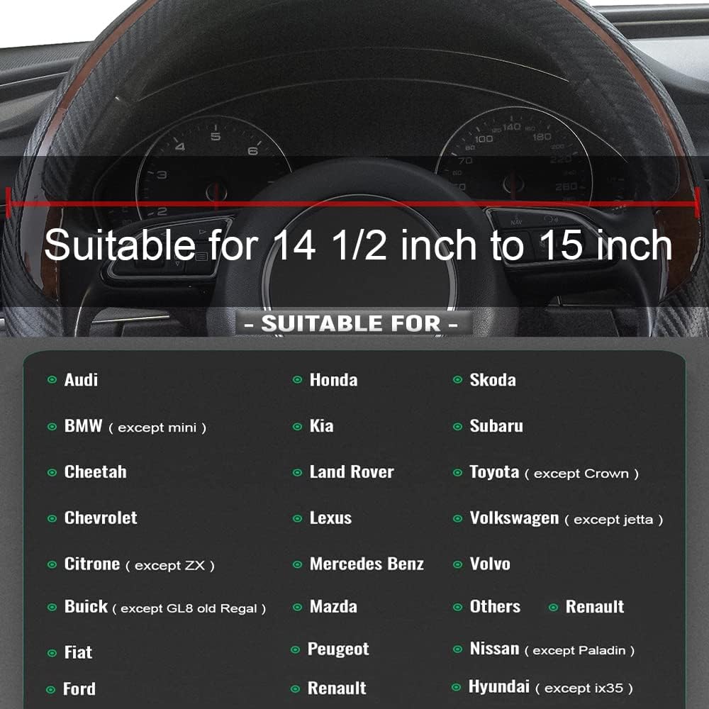 Wood Grain Steering Wheel Cover Black Universal Microfiber Leather, Suitable for 14 1/2-15 inch Comfortable Anti-Slip, Good Breathable and Odorless Car Steering Wheel Cover