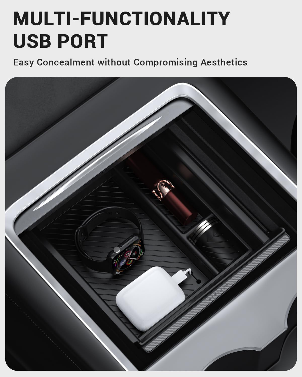 BASENOR 3PCS Center Console Organizer for Tesla Model Y Model 3
