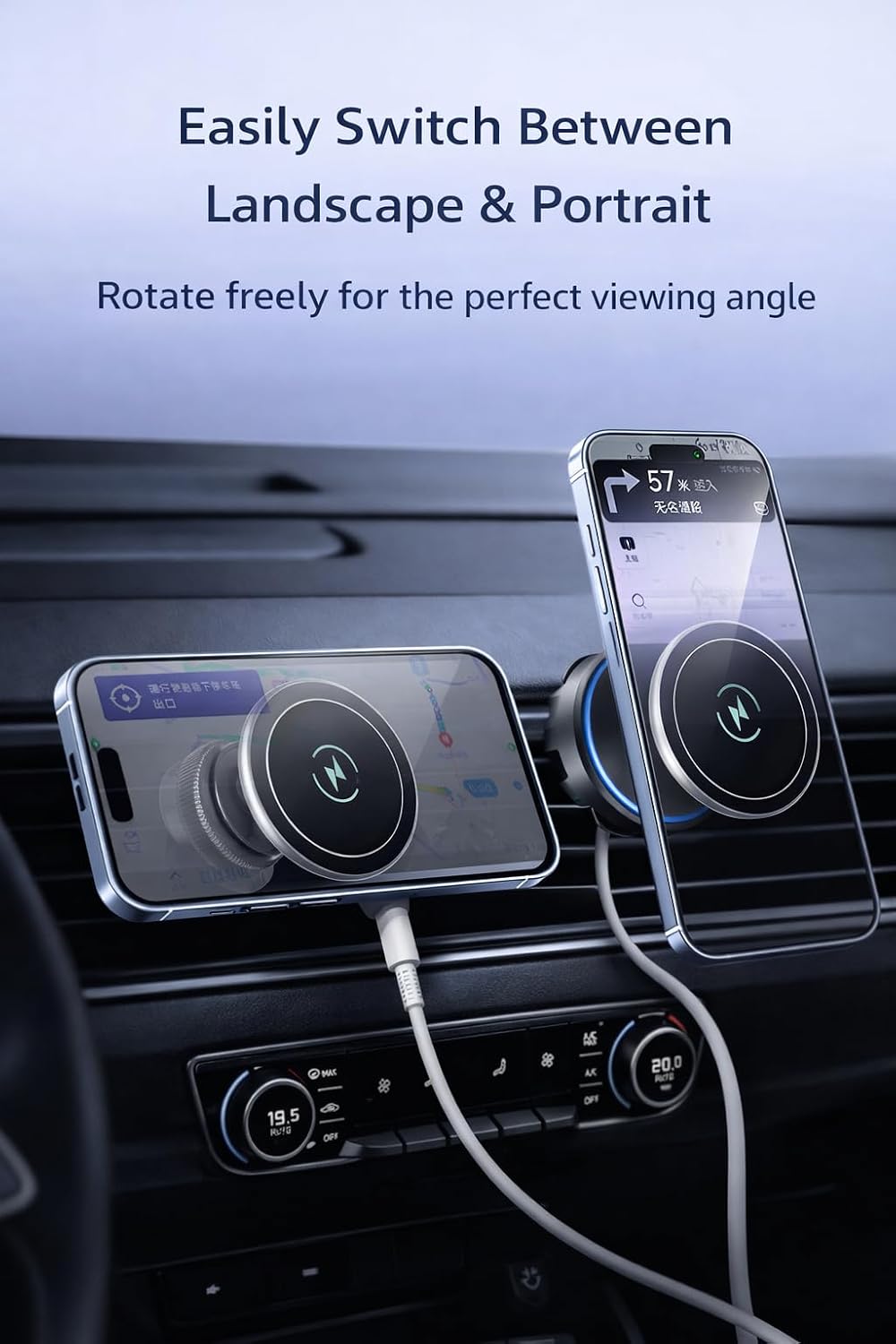 Magnetic Wireless Car Charger Mount for Air Vent, MagSafe Compatible, 15W Fast Charging, Strong Magnetic Phone Holder for iPhone 12–15 & Android