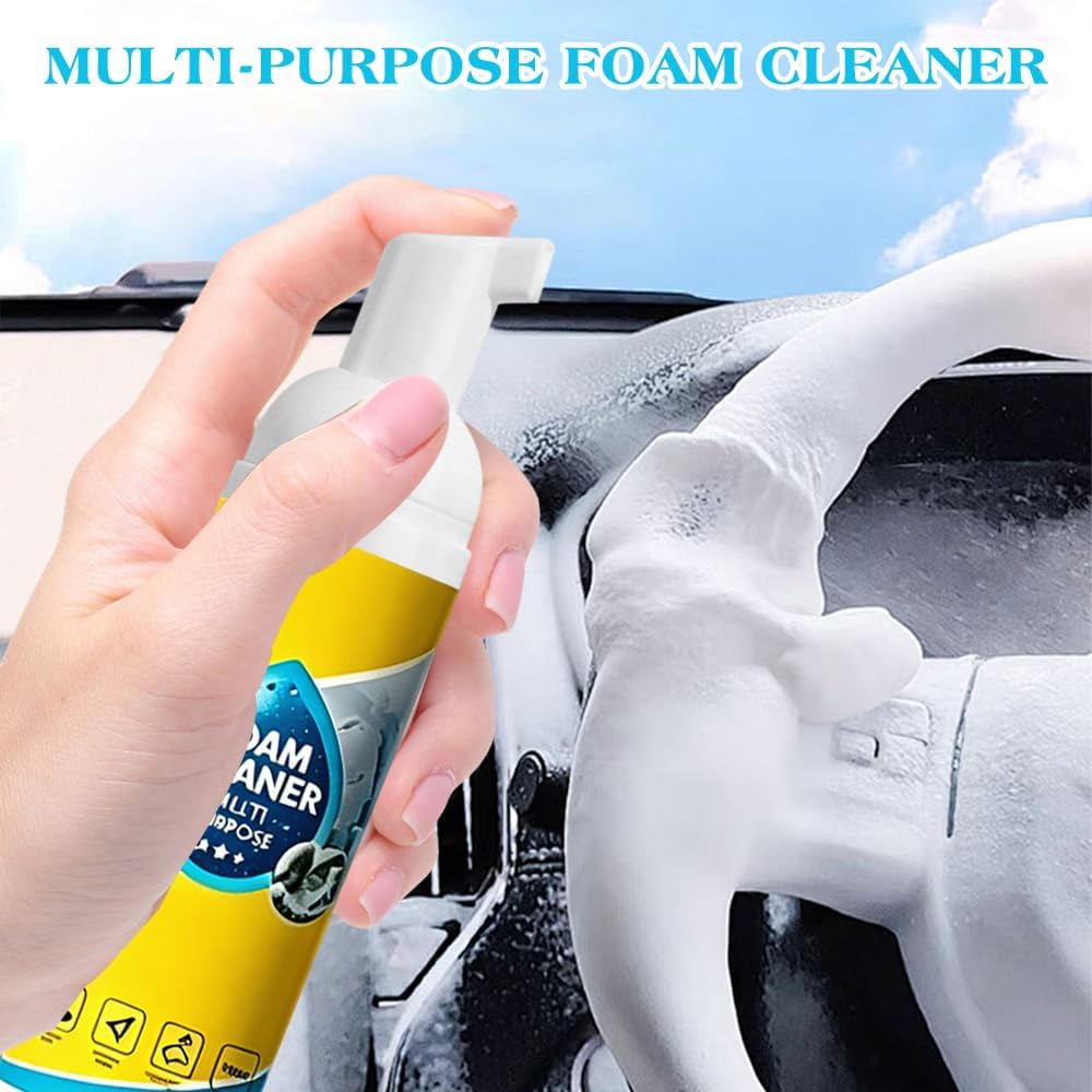 KUIRUNRX® Foam Cleaning Spray, Car Interior Cleaner, Car Seat Cleaner, All Purpose Wipe Away Cleaning Spray for Upholstery Dashboard, with Sponge &amp; Cloth (150ml)