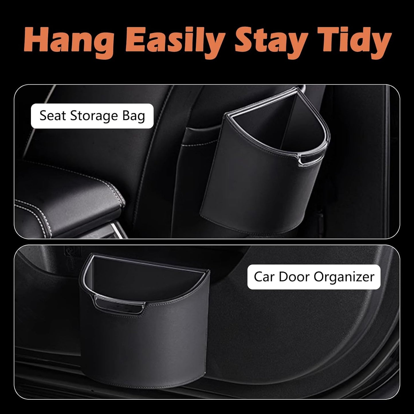 Leakproof Car Trash Can,Mini Car Trash Bin for SUV and Truck,Small Removable Liner Garbage Can,Waterproof Automotive Trash Can for Vehicle,Home,Office,Multipurpose,Easy to Clean (Black)