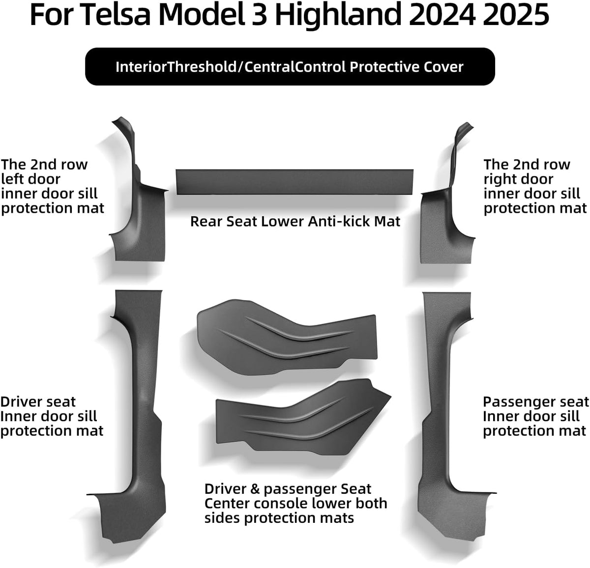 LUCKEASY 7PCS Door Sill Protector Kit for Tesla Model 3 Highland 2024-2026