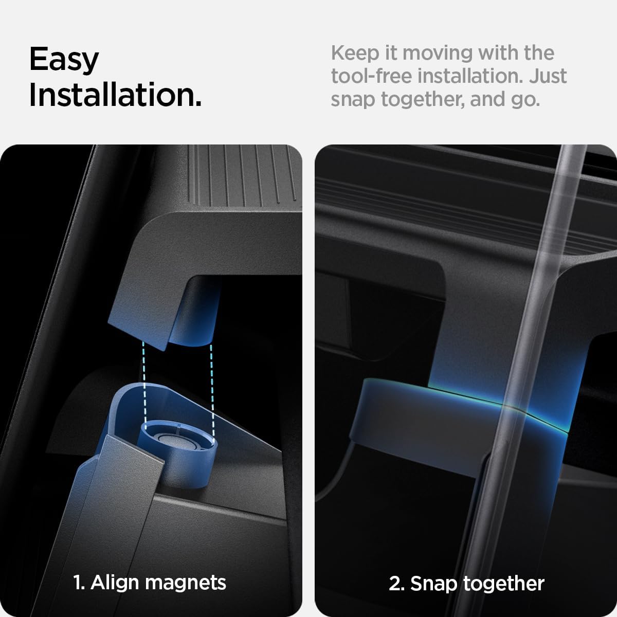 Spigen Under Screen Storage Organizer for Tesla Model Y Juniper & Model Y L (Standard, Premium & Performance 2026/2025) and Model 3 Highland (Standard, Premium & Performance 2026/25/24) - Black