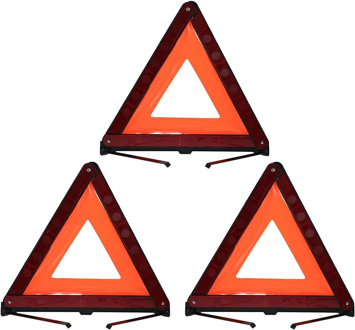 3 Pcs Red Reflective Triangle Warning Sign Foldable