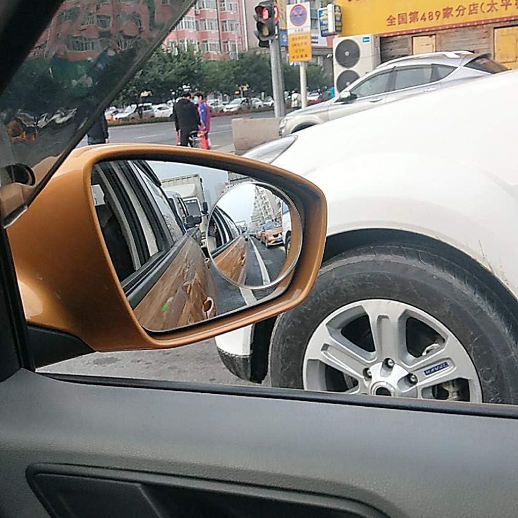 2PCS Large Stick-on Convex Blind Spot Mirror, 3.75" HD Glass Big Round Convex Rear View Mirror, Strong Adhesive for Car, Van, SUV and Trucks (3-3/4"(95mm), Frameless)