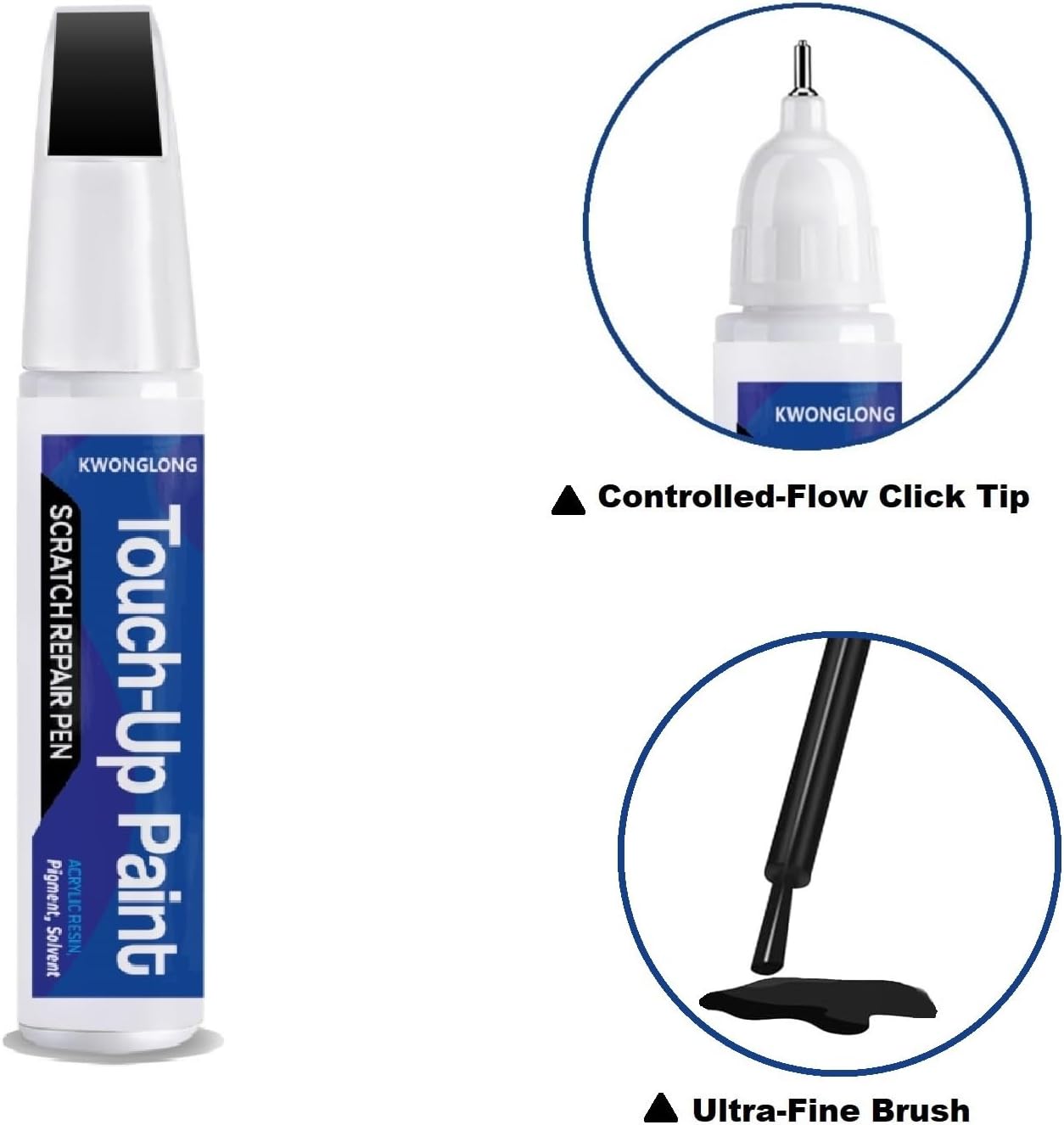 Onyx Black 717 Touch Up Paint For Volvo S60, S90, V60, V90, XC40, XC60, XC90, 2-in-1 Chips and Nicks Scratch Repair Pen, Quick & Easy Solution to Repair