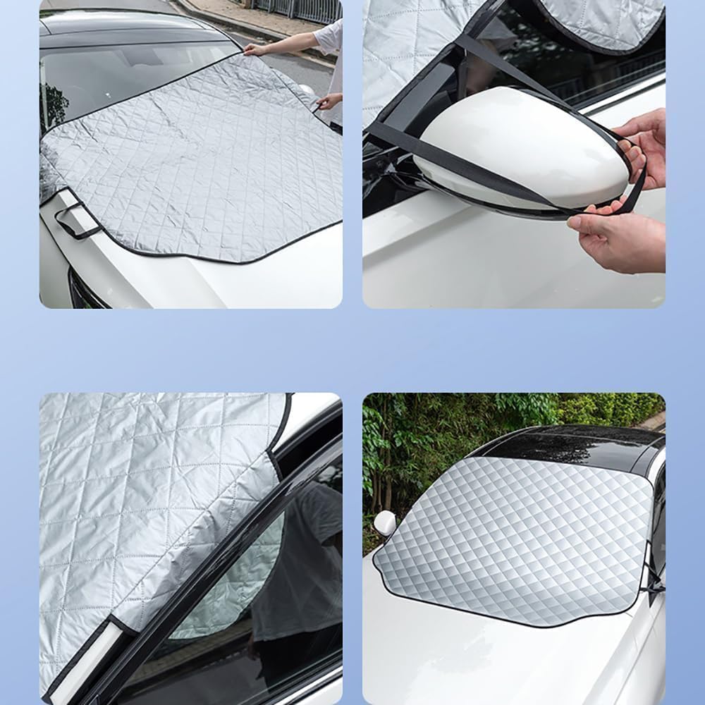 Car Front Windscreen Cover for Dodge RAM 1500 2019-2024 2025, Windshield Snow Cover Protector Heavy Duty Ultra Thick Snow Ice Frost Sun UV Dust Water Resistant