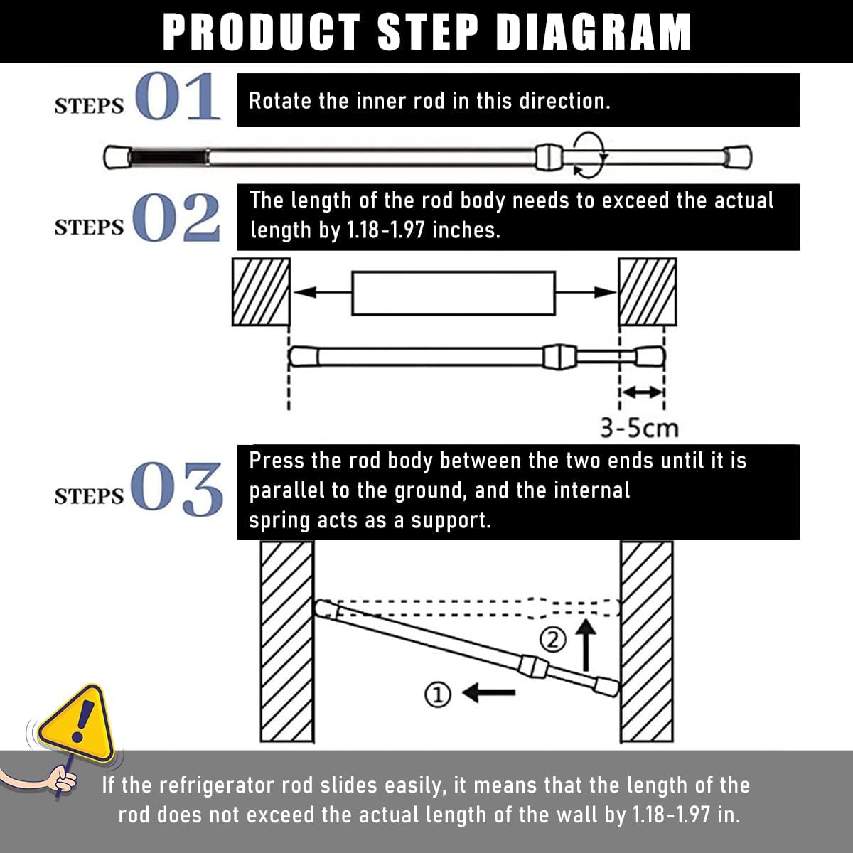 Yourkar 4 PCS Double RV Refrigerator Bar, 15.8-27.6 Inches Metal Non-Slip Adjustable RV Fridge Tension Rods, RV Fridge Bars for Holding Food Drinks in Place, Car Accessories
