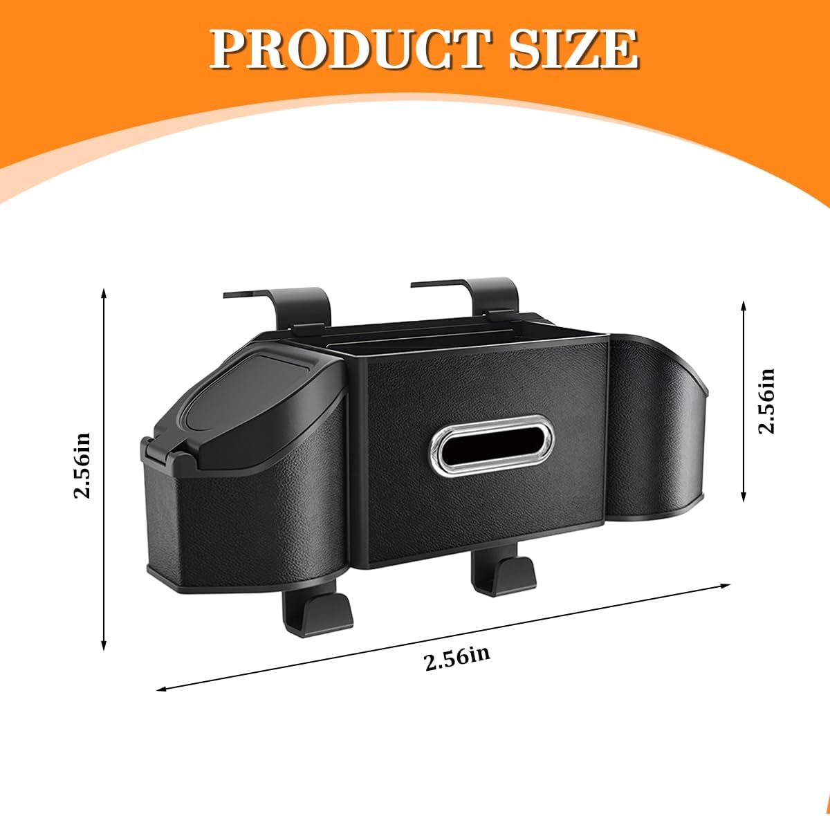 HZEL Car Seat Back Organizer, 7 in 1 Vehicle Backseat Storage Box with Cup Holder Tissue Box Trash Bin & Hooks, Multifunctional Auto Interior Headrest Organizer, Universal for SUV RV Truck (Black)
