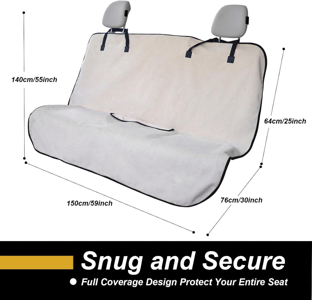 Back Seat Cover for Car Trucks Van SUV Jeep,Waterproof Rear Bench Towel Seat Covers for Dogs and Kids,Automotive Backseat Protector (Beige)