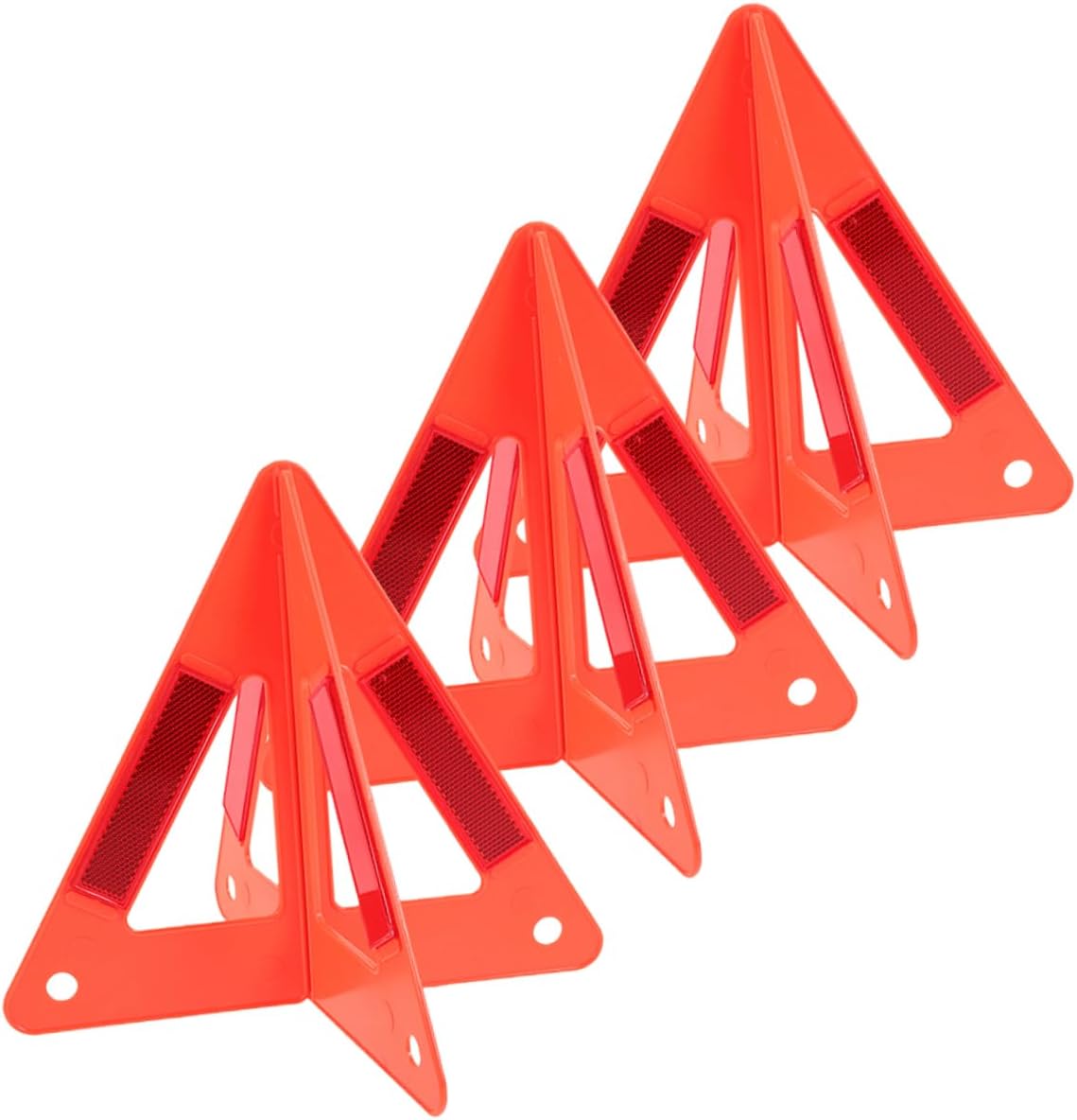 3 Pack Reflective Triangle Warning Signs Portable Foldable Red Plastic