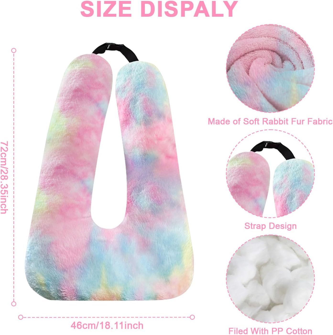 Travel Pillow, Travel Pillow for Kids, Sleeper Hold Pillow Travel, Removable U-Shaped Pillow for Adults and Children to Support Head and Body in The Back Seat of Long Car Trips (DCPink)
