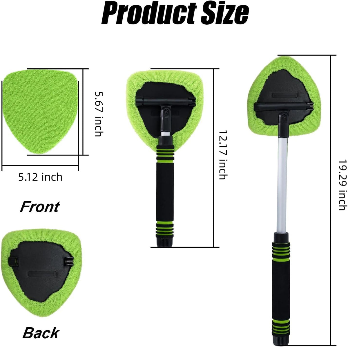 7 PCS Windshield Cleaning Tool, 19" Windshield Cleaner Kit with Extendable Handle, Microfiber Towel Pads, Brush, Empty Spray Bottle for Auto Glass Interior (Green)