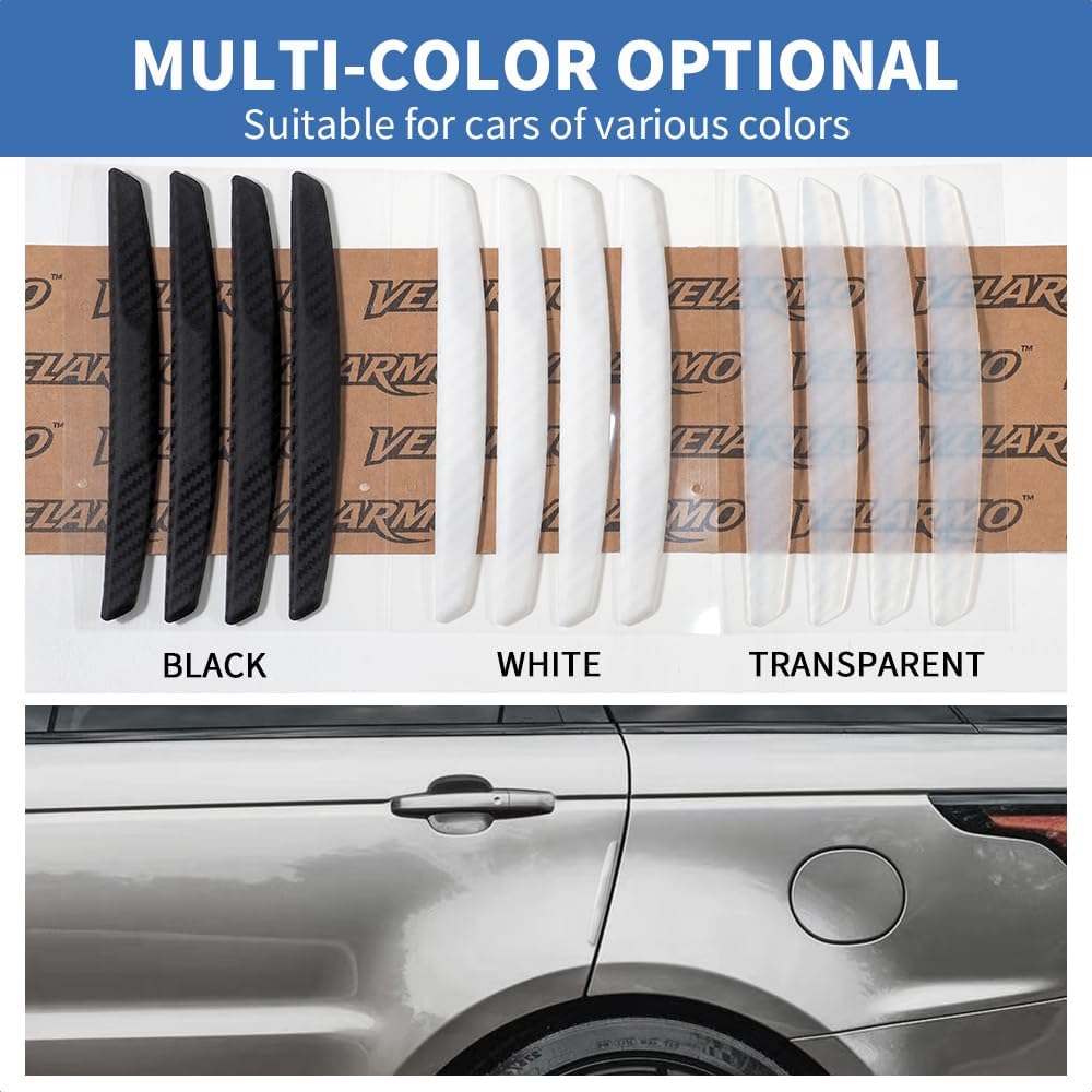 4PCS Car Door Edge Guards 3D Carbon Fiber Scratch Protector Black