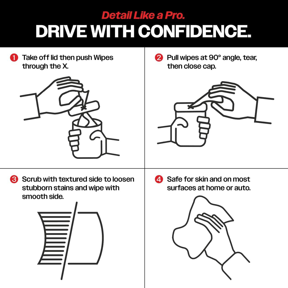 Malco Duplex Heavy Duty Cleaning Wipes for Home and Auto - Dual Sided Textured, Wet Wipe/Removes Grease, Tar, Paint, Oil, Dirt/No Residue/Safe for Hands/Made in USA (130 Wipes)