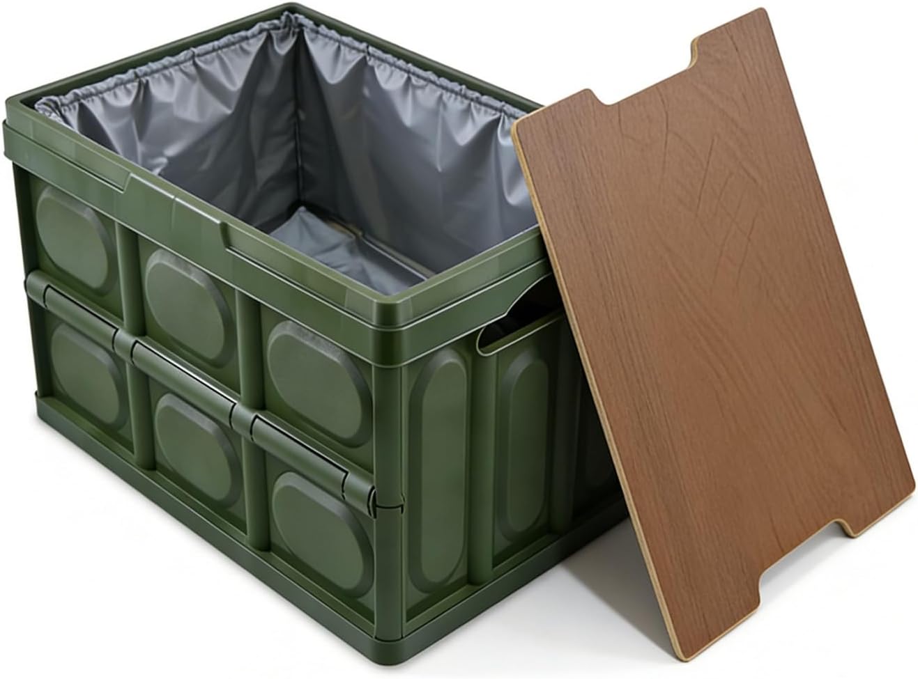 Collapsible SUV Trunk Organizer Plastic Durable Cargo Storage Box Outdoor Storage Organizer Box Secure Snap-on Lid Car Boot Organizer Hard Plastic Storage Box for Camping Picnics,Green