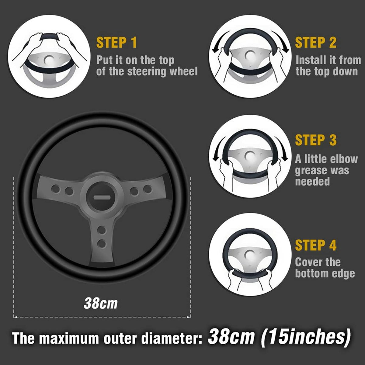 Cow Print Steering Wheel Cover,14.5-15",Microfiber Leather,Anti-Slip,Women