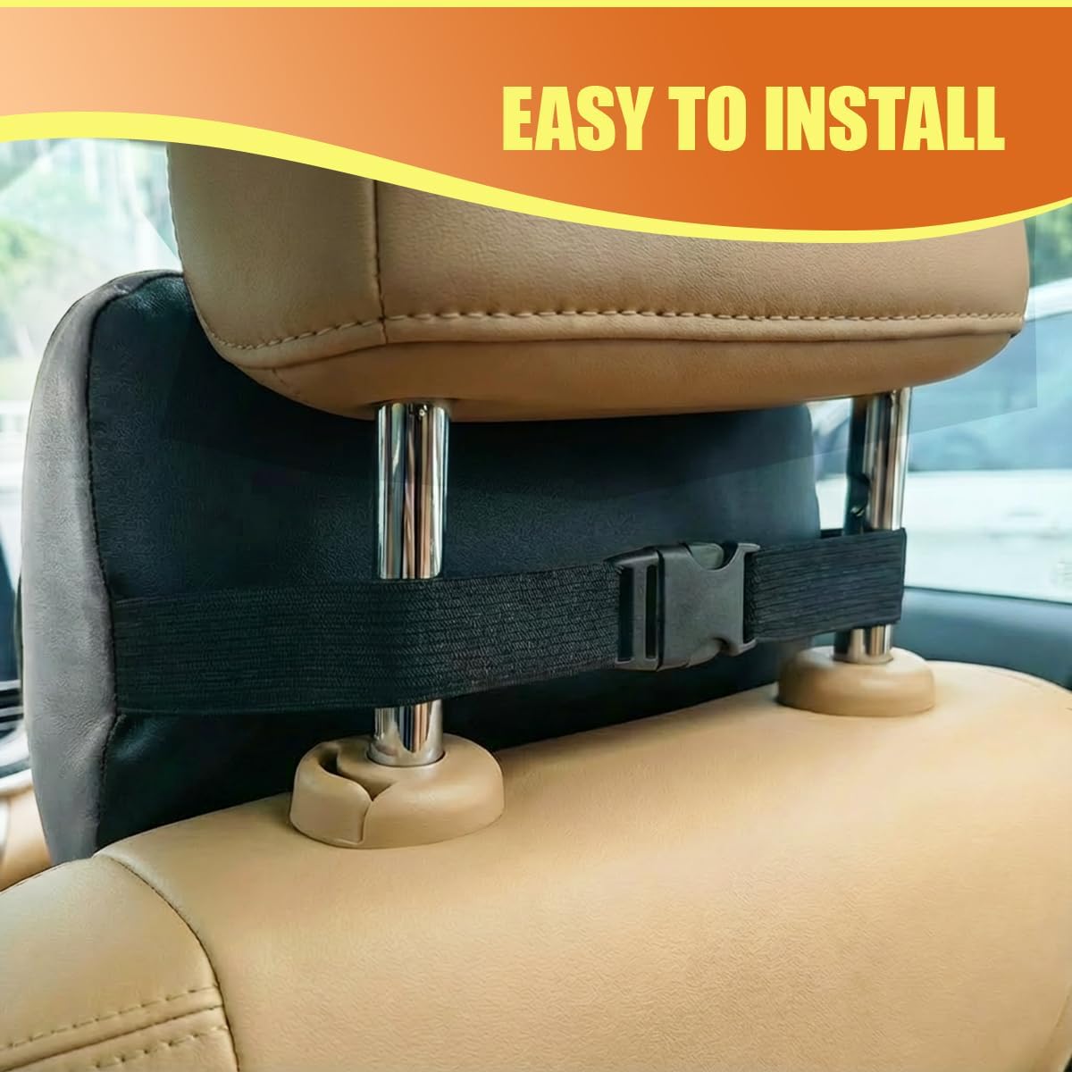 Car Headrest Pillow, Soft Memory Foam Car Neck Support Pillow for Pain Pressure Relief, Breathable Auto Interior Head Rest Cushion with Adjustable Strap for Comfortable Driving (Gray)