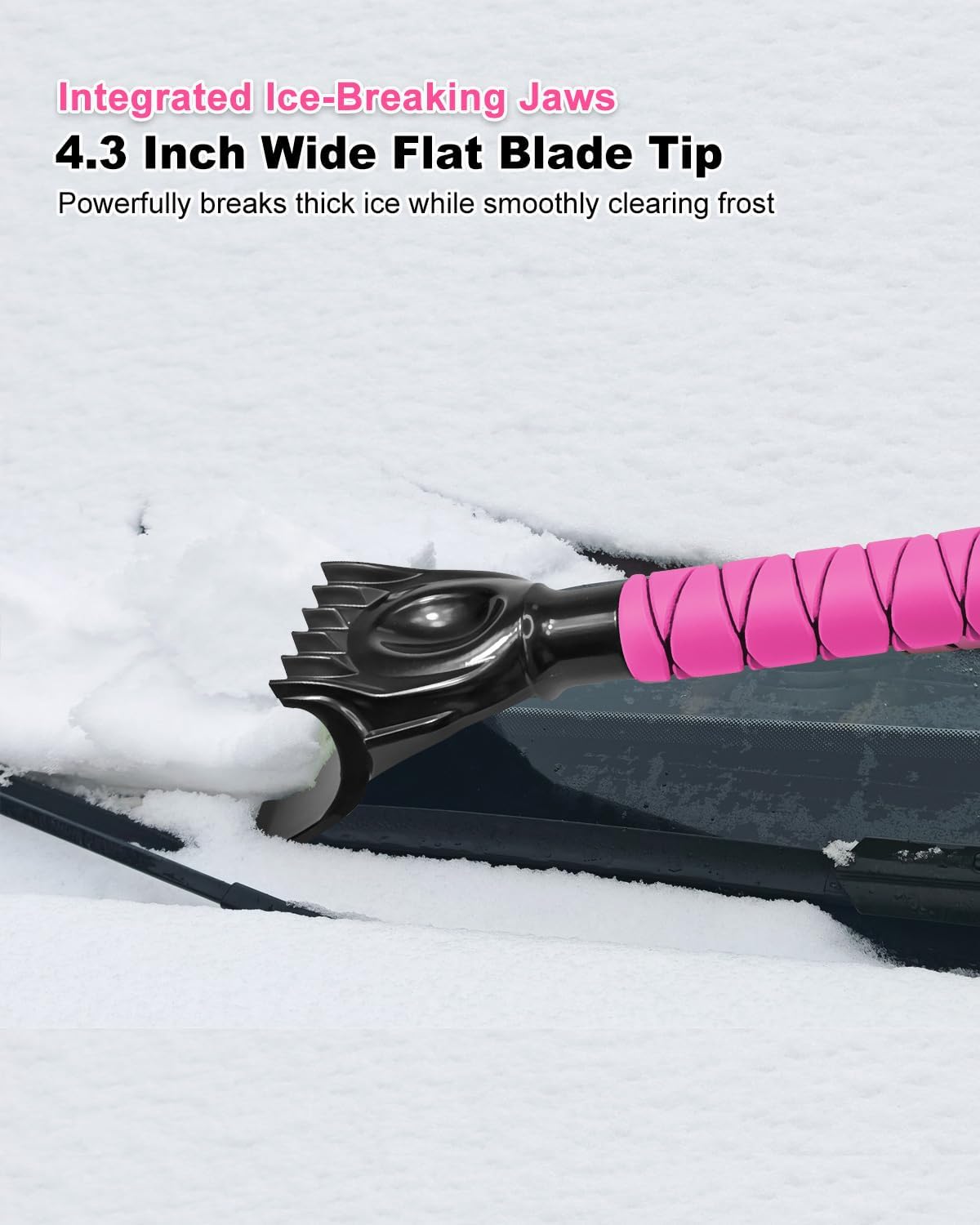 SEAAES 35.5 Inch Extendable Car Snow Brush, Windshield Snow Scraper - Pink