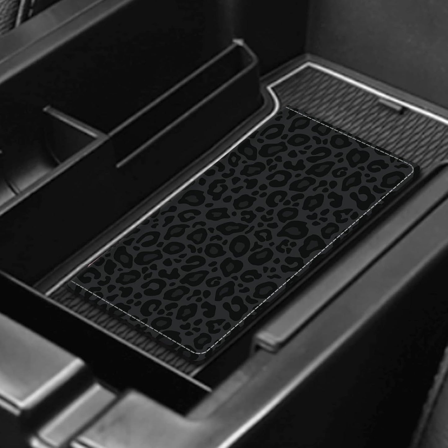 Leather Car Registration and Insurance Card Holder, Cute Car Accessories Vehicle Glove Box Car Organizer for Documents, Cards, License Luxury Black Leopard