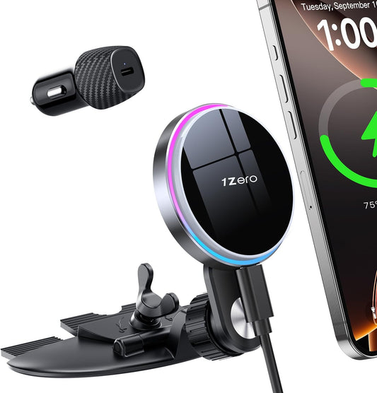 1Zero for MagSafe CD Car Mount Charger, 7.5W Fast Charging for iPhone