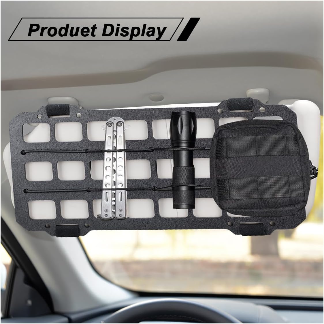 Car Rigid MOLLE Panel, Car Sun Visor Organizer Tactical Gear Rack