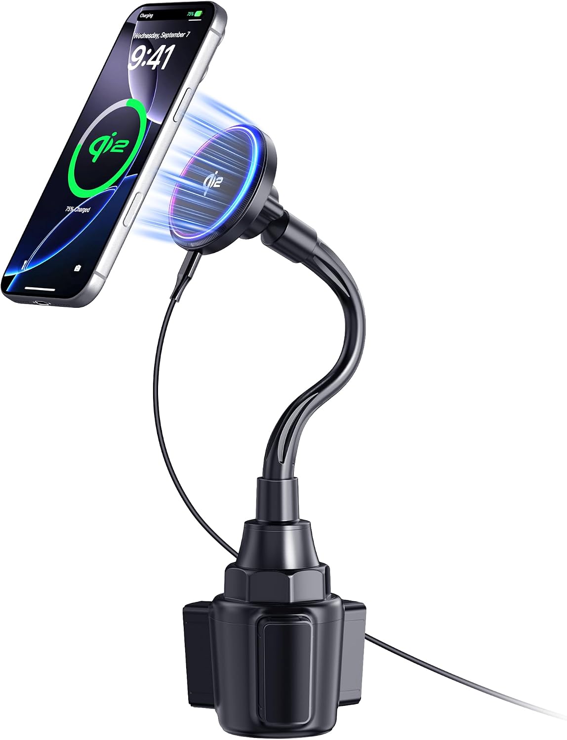 Upgraded Qi2 15W for Magnetic Cup Holder Charger, [More Stable & Faster Charging] Magnetic Car Mount Charger 15W Fast Charging with Adjustable Gooseneck for iPhone 17 Pro Max Air 16-12 Series