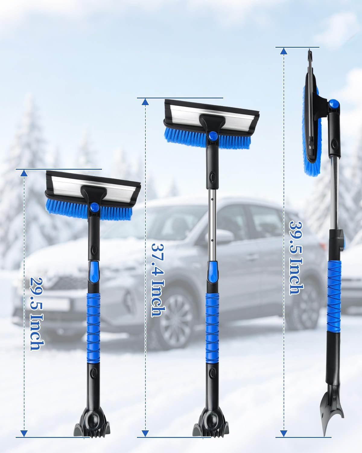 39.5" Snow Brush with Ice Scraper & Squeegee for Car Windshield