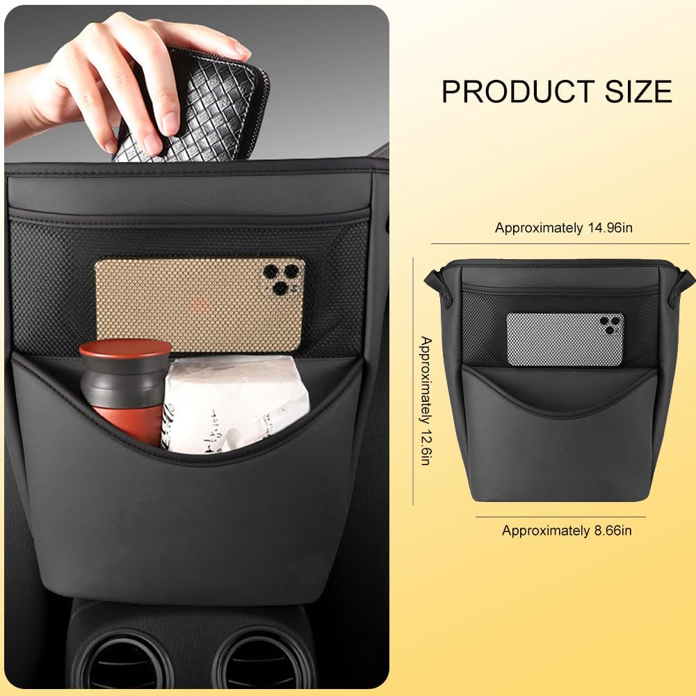Tumecos Car Handbag Holder Between Seats, Multifunctional Car organizer for Center Armrest Box,Car Storage Bag Pocket Handbag Purse Holder for Storage, Large capacity, wear resistant(Black)