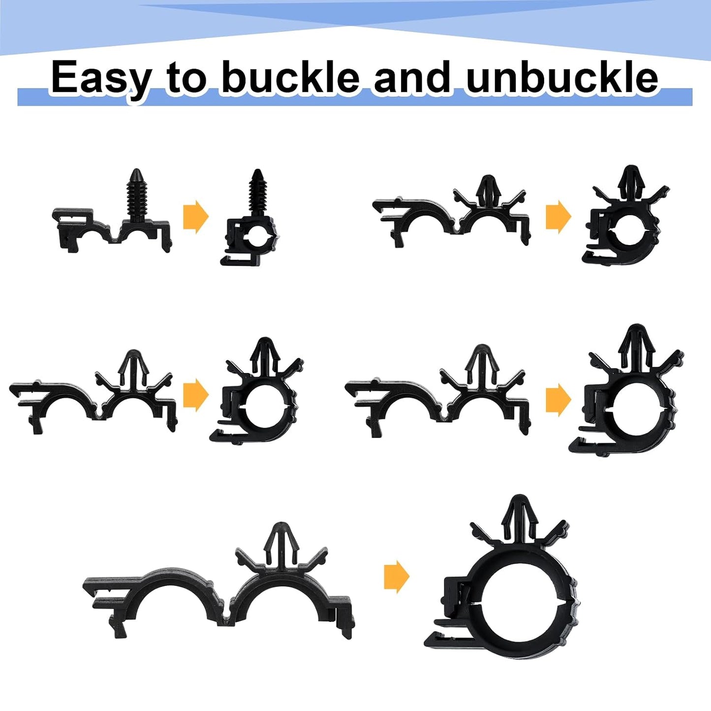 Funnymoom 200pcs Car Wire Loom Routing Clips Push Mount Cable Tie Assortment 15 Sizes Cable Zip Tie with Car Wire Loom Routing Clips Universal Wiring Harness Clip Replacement Parts for Automotive
