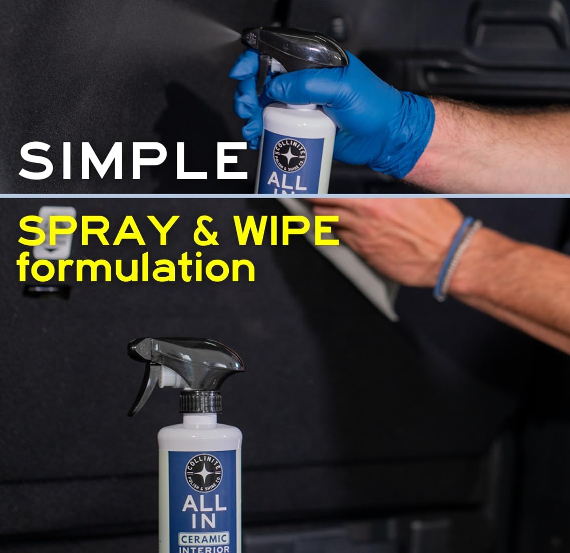 Collinite No. 21 All-In Universal Ceramic Interior Detailer – Easy Spray & Wipe Cleaner + SiO2 UV Protection for Leather, Vinyl, Rubber, Plastic, Fabric & Screens – Fresh Scent – For Cars, Boats, RVs