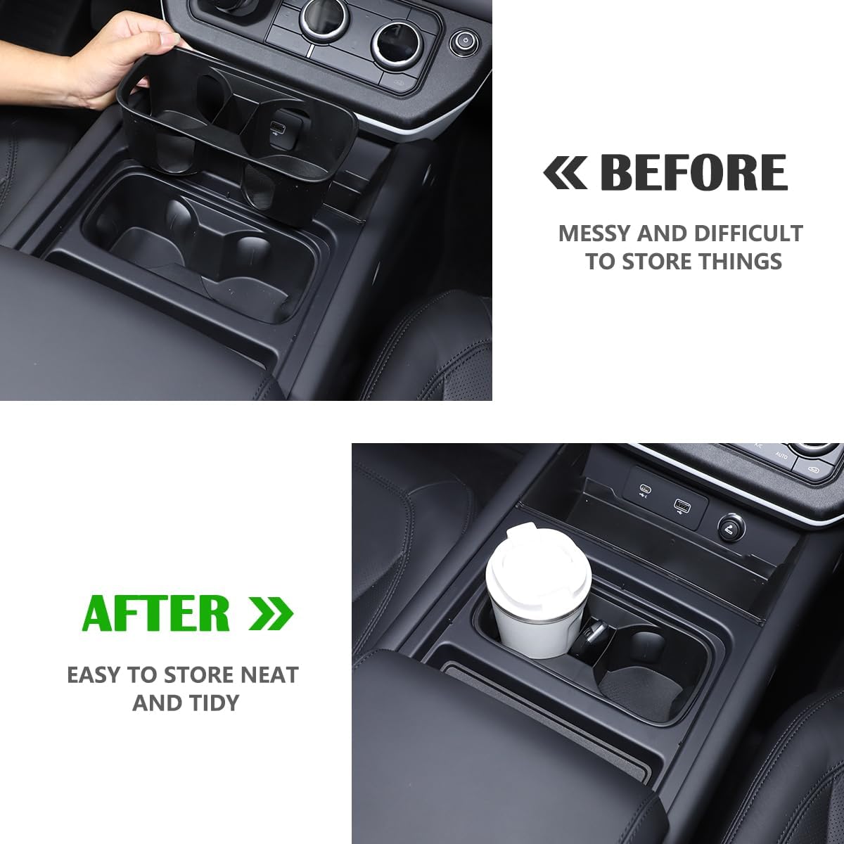 Black Center Console Cup Holder Compatible with Land Rover Defender 90 110 130 2020-2024 Car Cup Holder Expander Storage Box，Drink Cup Holder Organizer Accessories (for Defender 2022-2024)