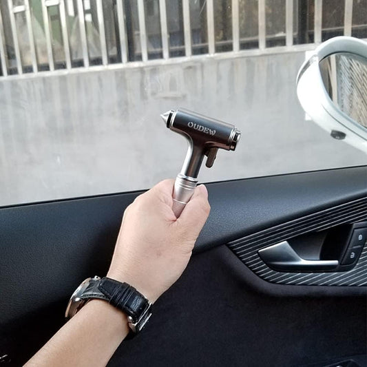 Metal Safety Hammer with Window Breaker and Seatbelt Cutter, Automotive Safety Hammer, Aluminum Alloy Life Saving Emergency Escape Tool for Car, Silver