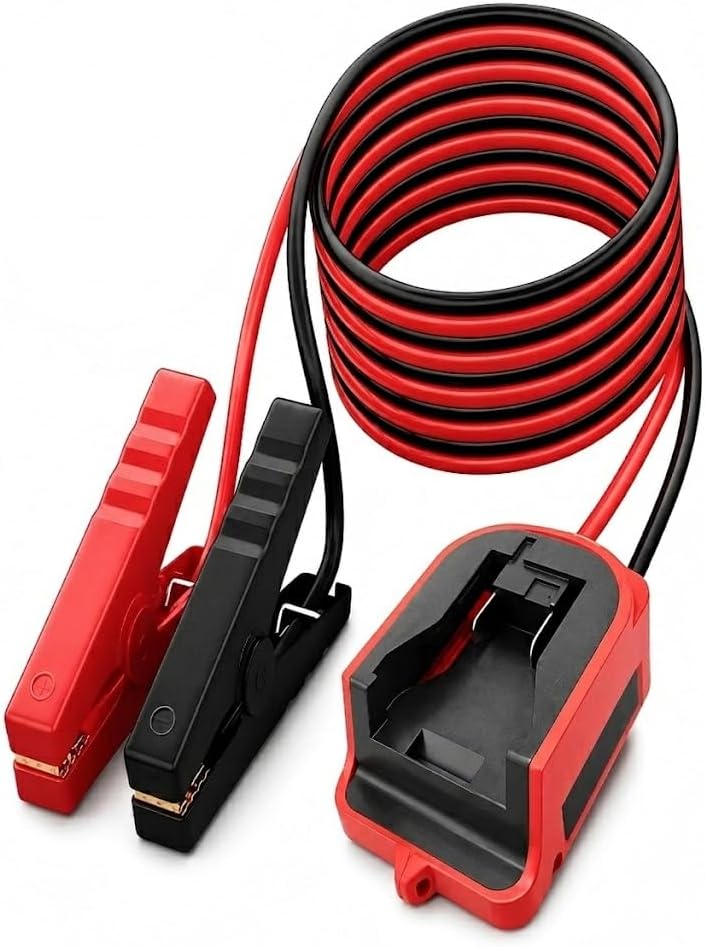 Battery Jumper Adapter for Milwaukee 18V Batteries, Portable Car Emergency Starter Cable with Safety Protection, Vehicle Rescue Tool