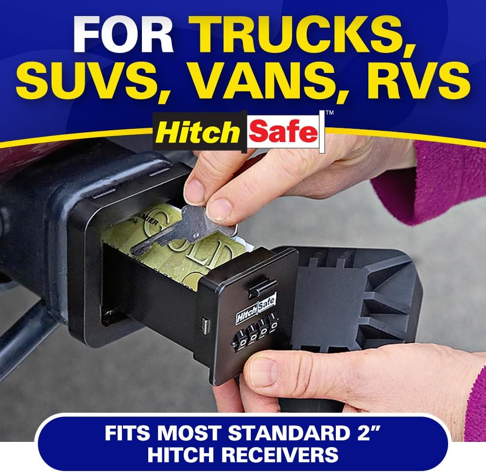 HitchSafe HS7000 Key Vault | Hidden Trailer Hitch Safe for Secure Key Storage | CarShare Turo | Weather Resistant and Durable with 4-Digit Combination Lock for Cars, Trucks, and SUVs