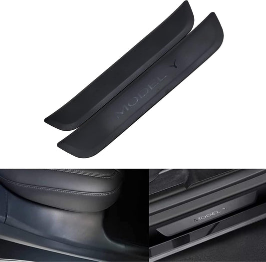 ABS Rear Door Sill Guards Protector Scuff Plate Cover for Tesla Model Y 2021+ Car Door Sill Decal Sticker Pedal Protection Strip (Rear Door sill Strip), (T-DS-TSL-1130)