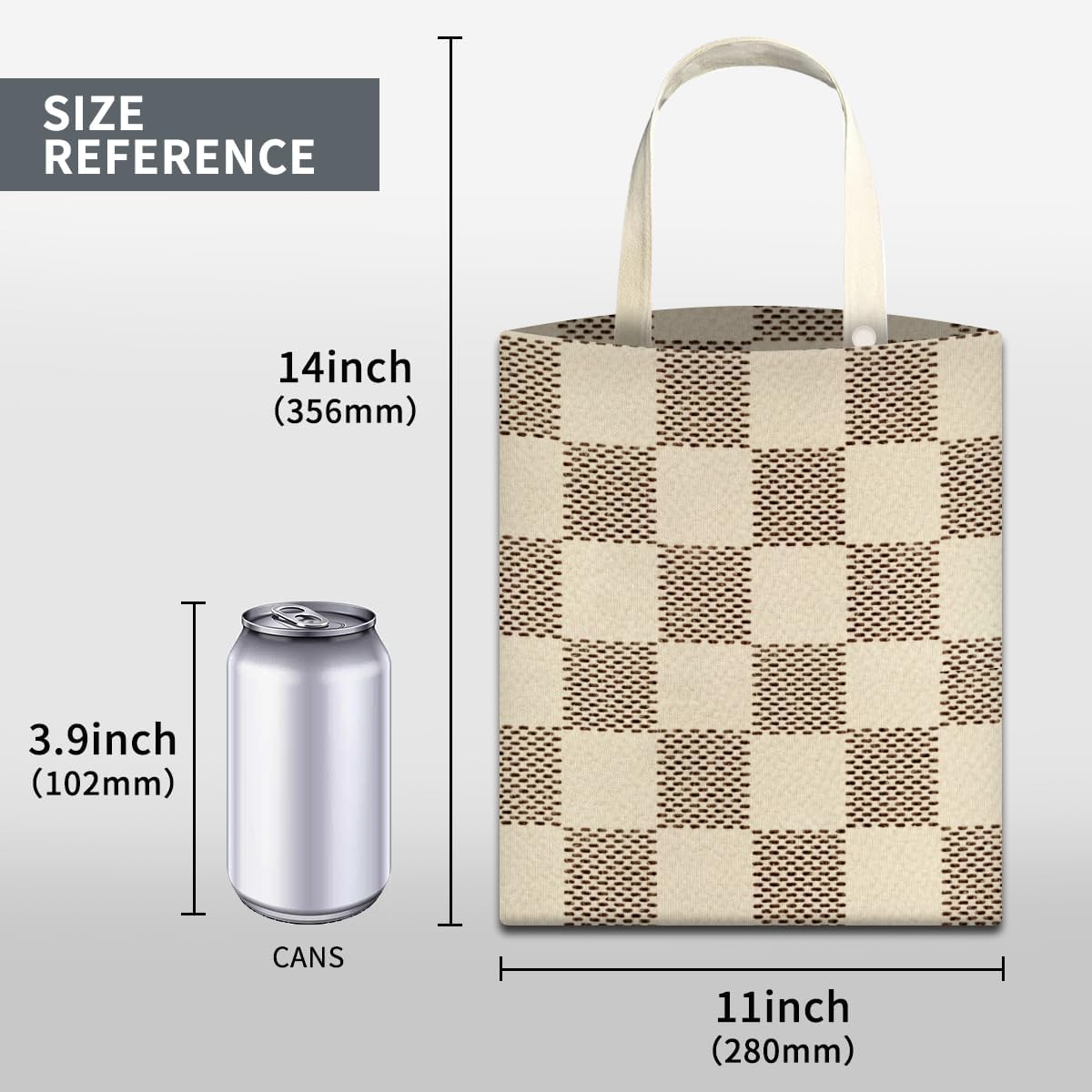Car Trash Can, Cute Car Trash Bag, Hanging Car Organizer and Storage Bag, Trash Bin for Car Accessories, Vehicle, Travelling, Camping Luxury Beige Checkered