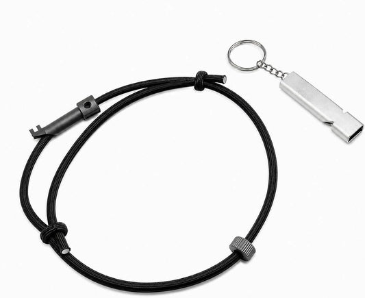 Car Window Breaker Wrist Strap with Handcuff Key & Emergency Whistle