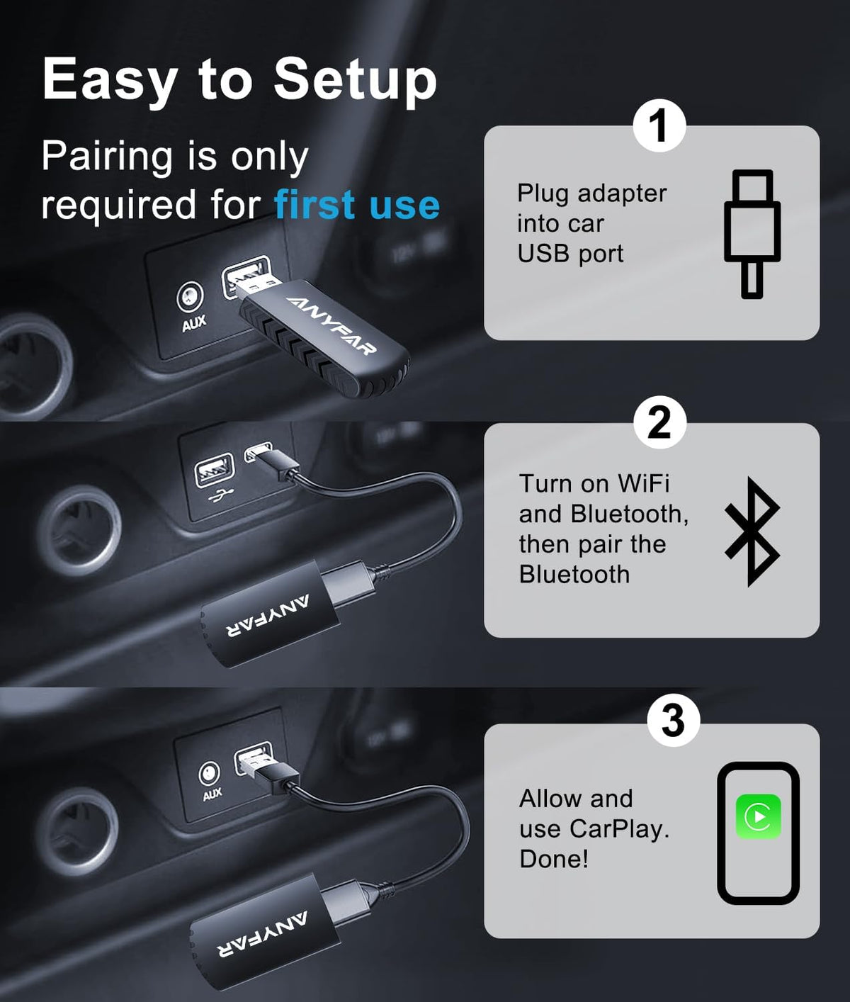 A4 Pro Wireless CarPlay Android Auto Adapter with Cooling Vents
