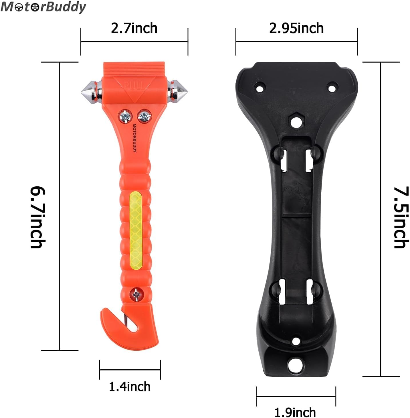 MOTORBUDDY 2-Pack Car Safety Hammer Seatbelt Cutter, Auto Emergency Escape Hammer with Window Glass Breaker and Seat Belt Cutter, Escape Tool for Car Accidents