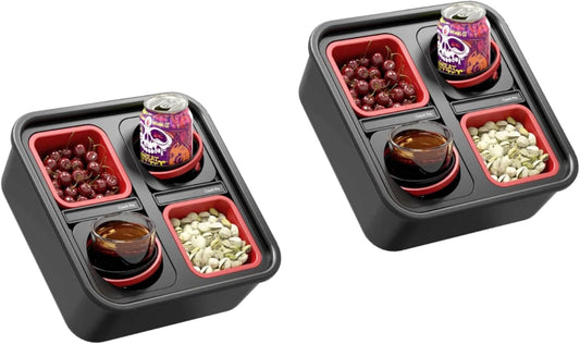 2 Pack Couch KIT SELF Balancing Console Outdoor Indoor Cup Holder Original Tray - Drinks & Snacks Sofa Caddy, Table with Storage and Organizer - for Living Rooms, RV, and Cars, Black, for Gift