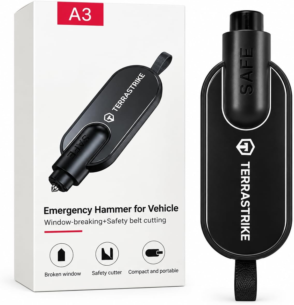 2 in 1 Car Escape Tool, Black